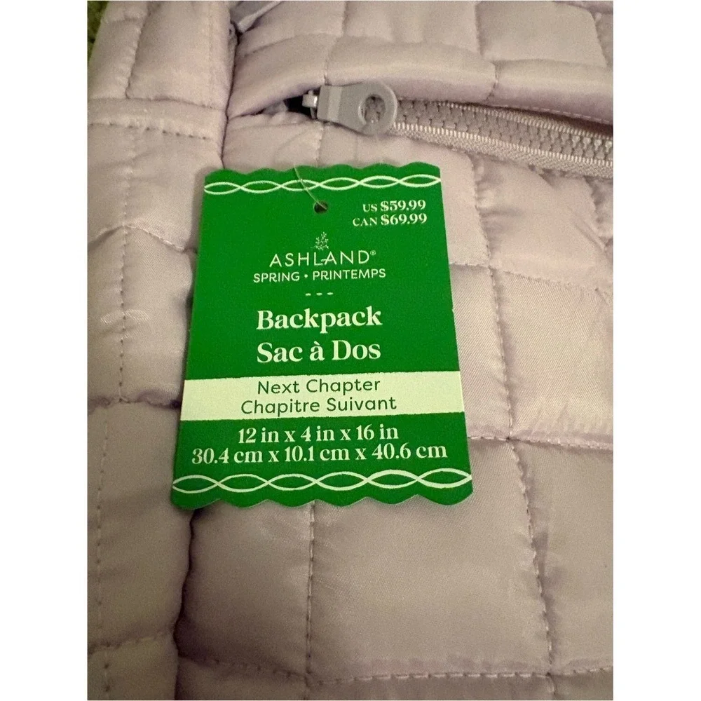 Ashland‎ Lavender Quilted Backpack with Front Zip-NWT